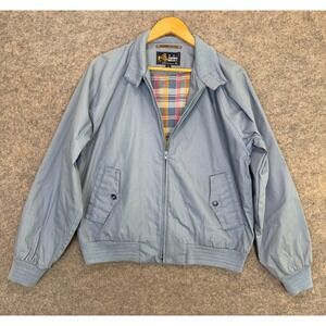 Vintage Derby of San Francisco Bomber Jacket Men Medium Rainbow Lined Light Blue